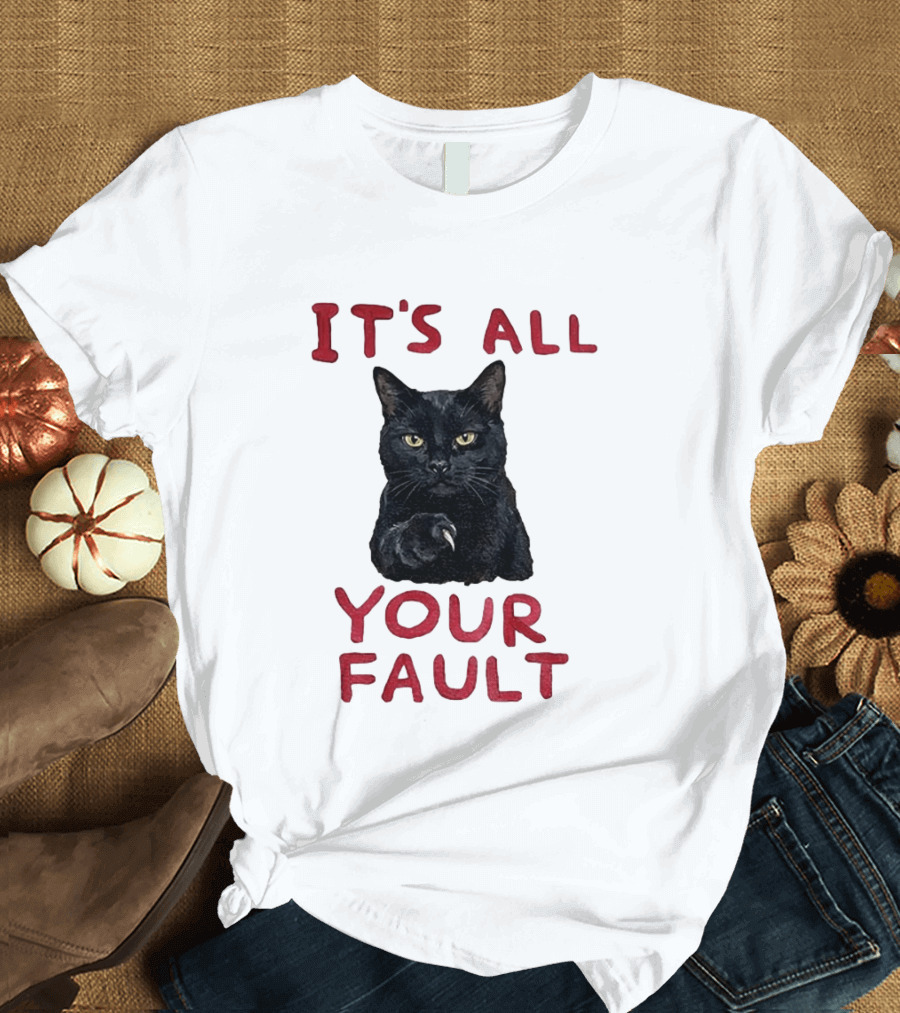 It's All Your Fault Black Cat Accusation T-Shirt