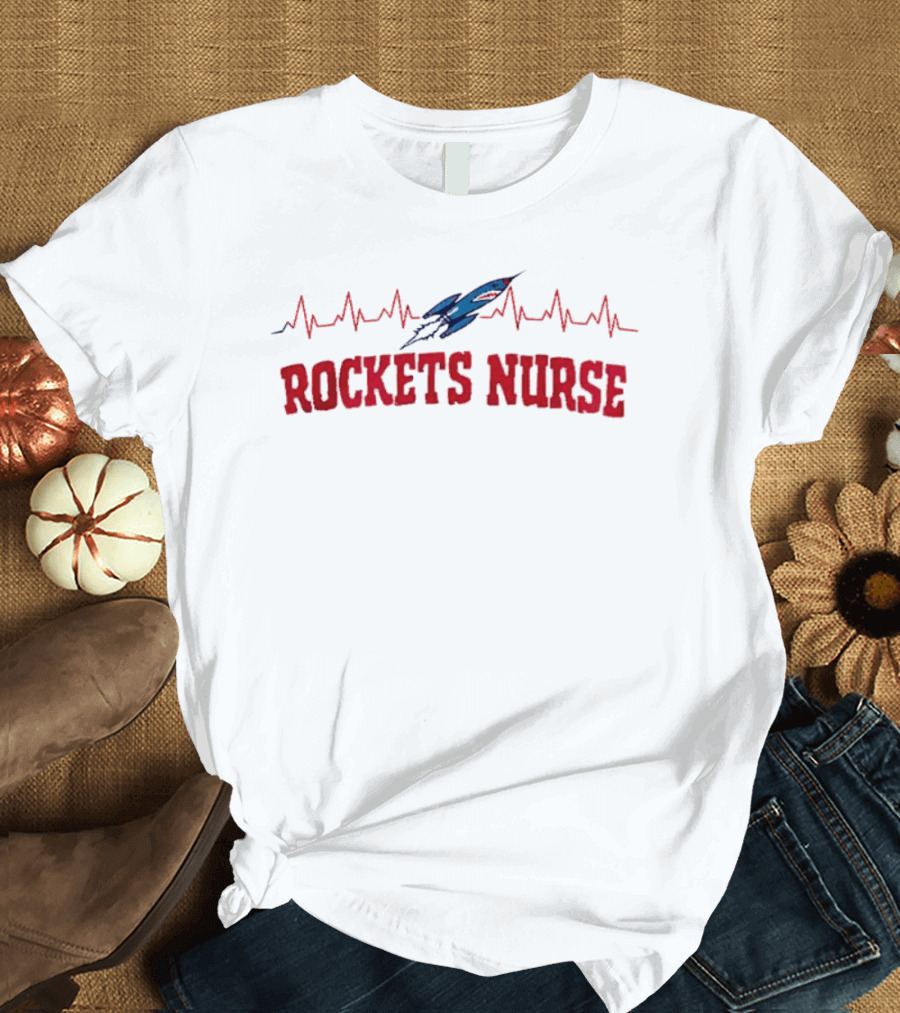 Houston Rockets Nurse Appreciation Month Heartbeat Rocket T-Shirt