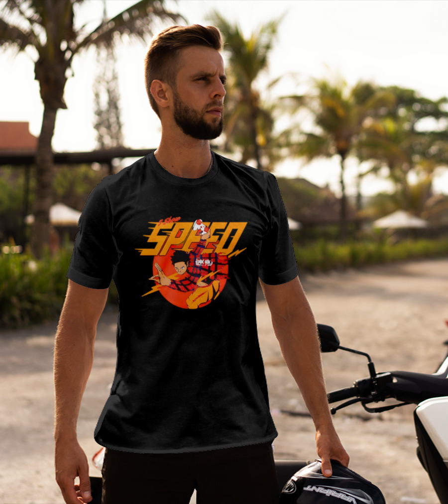 IShowSpeed Speed Flash Anime Character With Soccer Ball And Lightning Bolt T-Shirt
