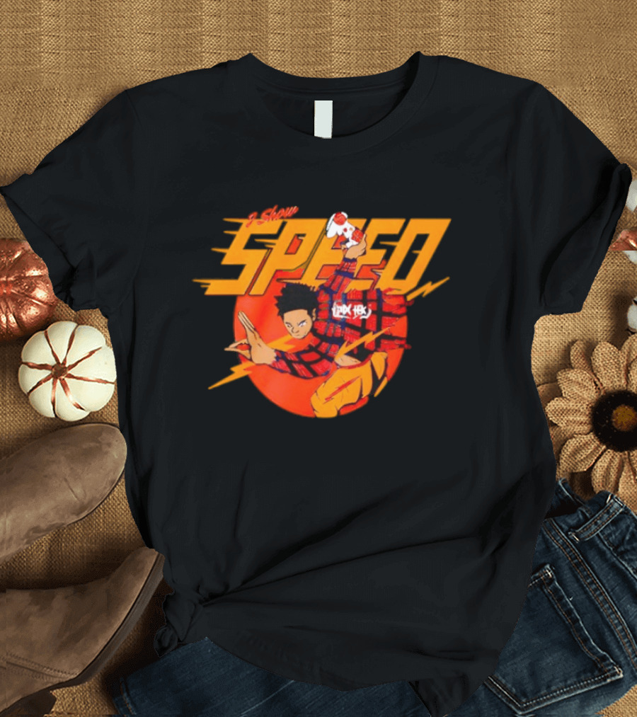 IShowSpeed Speed Flash Anime Character With Soccer Ball And Lightning Bolt T-Shirt