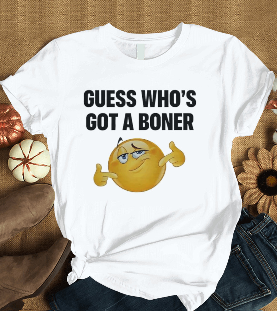 Guess Who's Got A Boner Emoji Pointing Hands T-Shirt