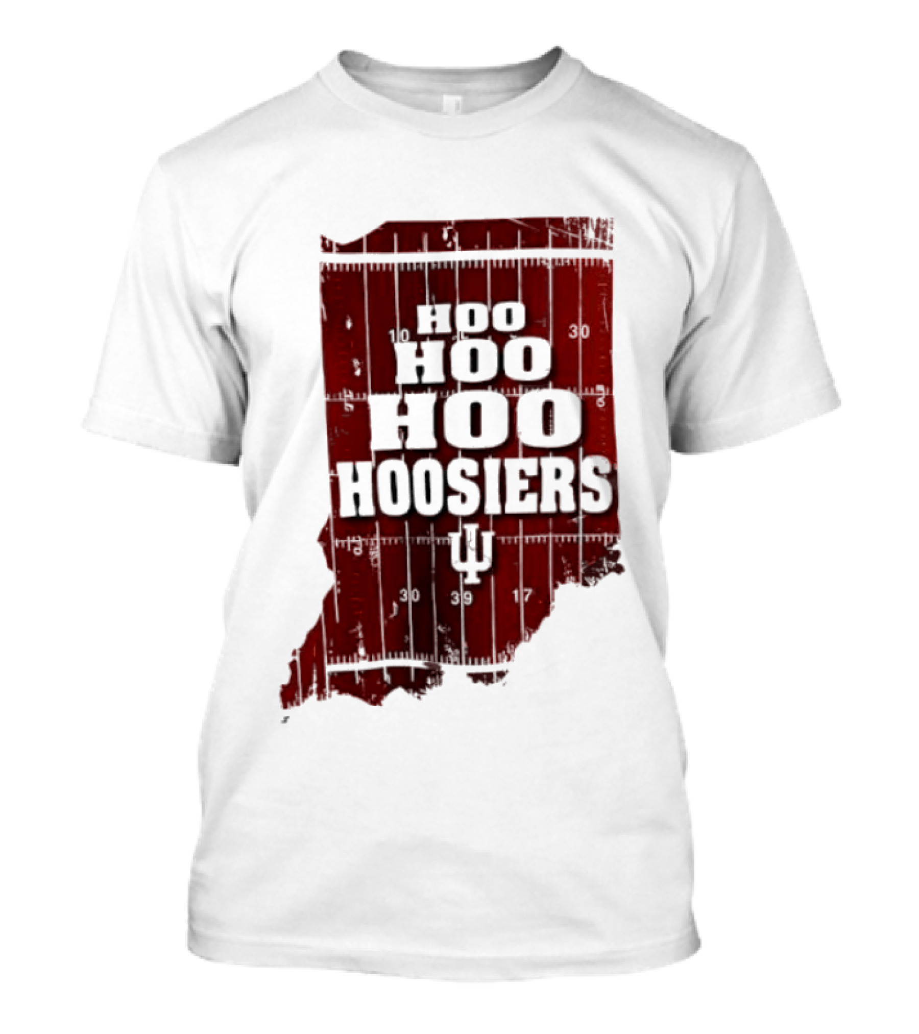 Indiana Map Hoo Hoo Hoo Hoosiers IU Block Letters T-Shirt