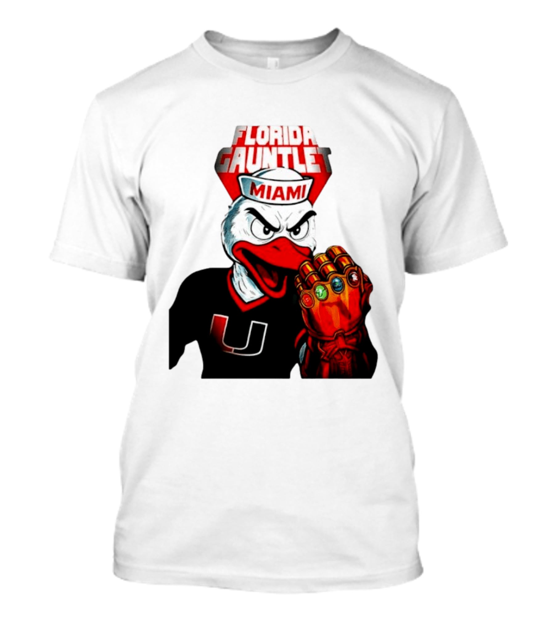 Miami Hurricanes Florida Gauntlet Mascot Iron Glove Infinity Stones T-Shirt