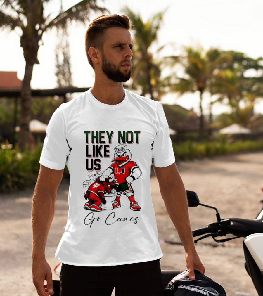 They Not Like Us Go Canes Miami Hurricanes Indiana Hoosiers Mascots T-Shirt