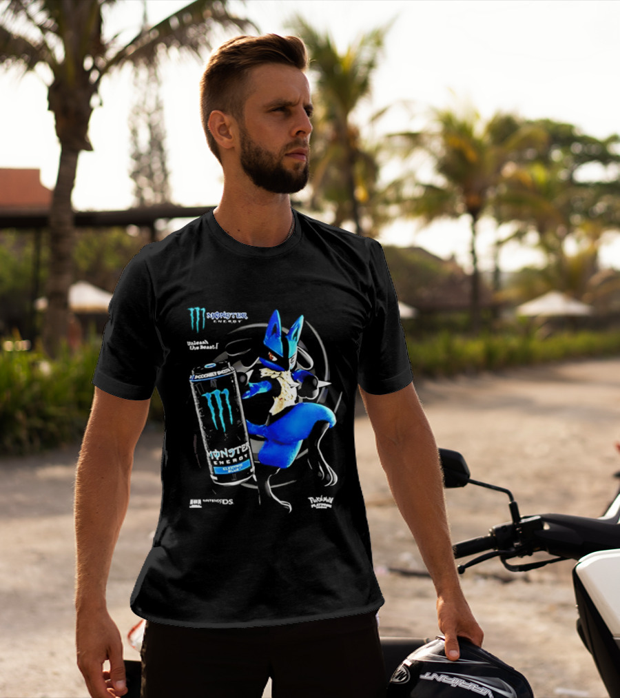 Pokémon Lucario Monster Energy Can Líquido Azulado Invigorante T-Shirt