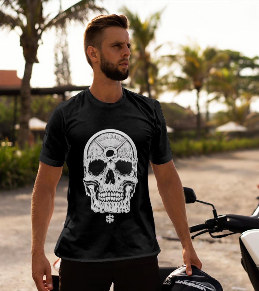Standard 45 LB 20.4 KG Skull Weights T-Shirt