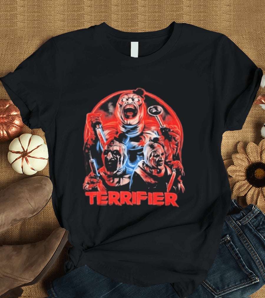 Terrifier Horror Movie Villains Red And Blue T-Shirt