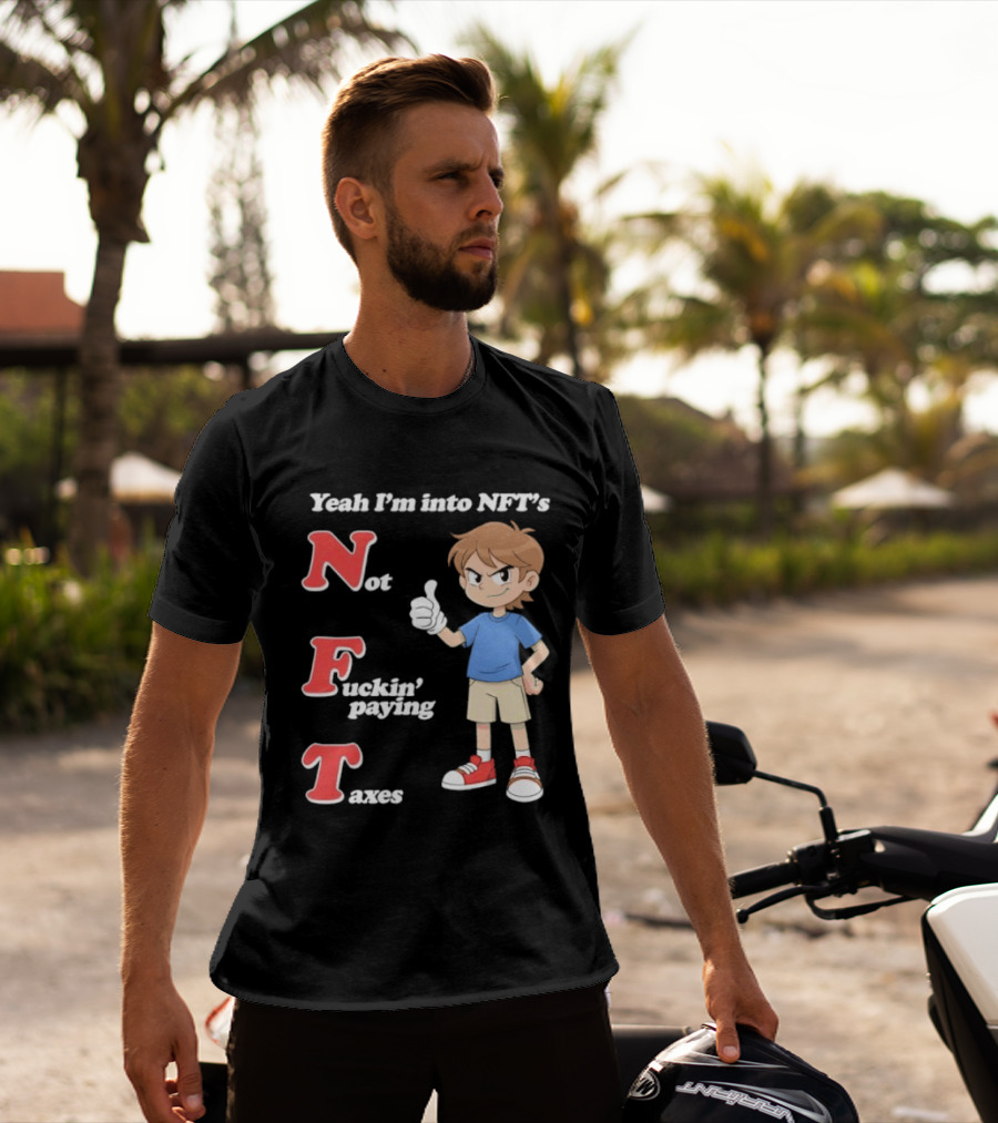 Yeah I'm Into NFT's Not Fuckin' Paying Taxes Cartoon Character Thumbs Up T-Shirt