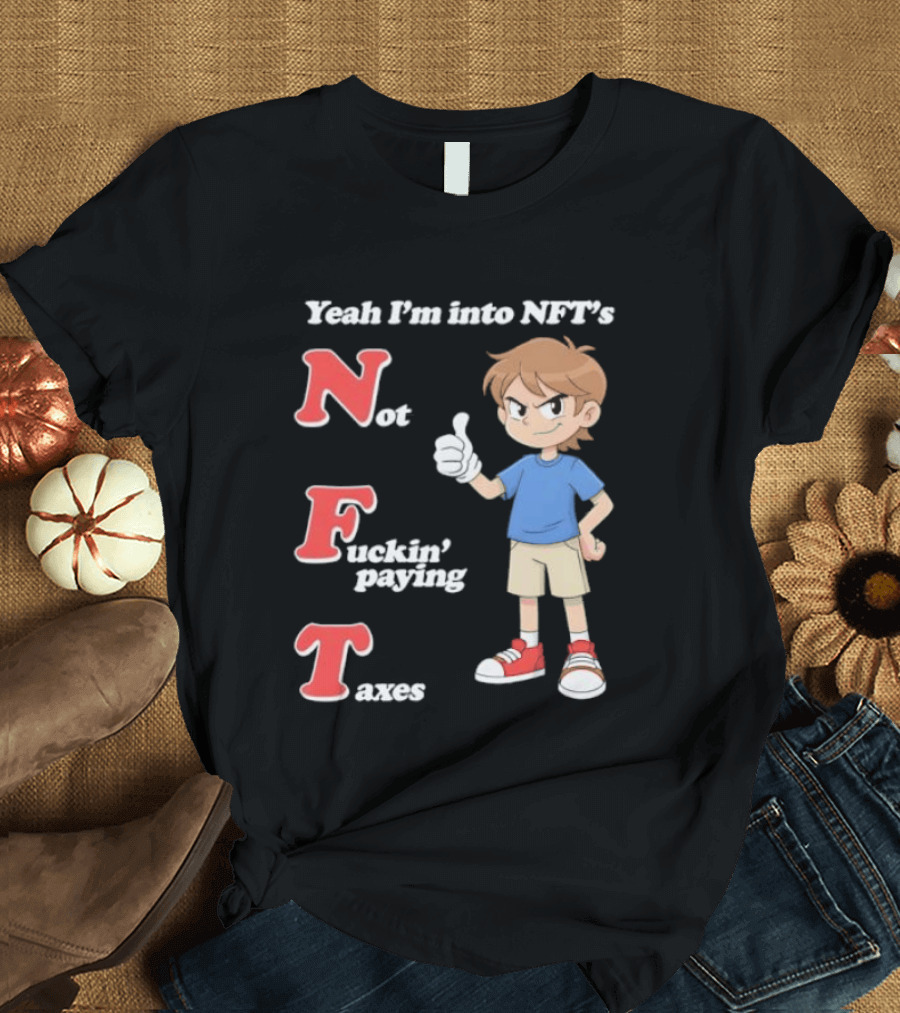 Yeah I'm Into NFT's Not Fuckin' Paying Taxes Cartoon Character Thumbs Up T-Shirt