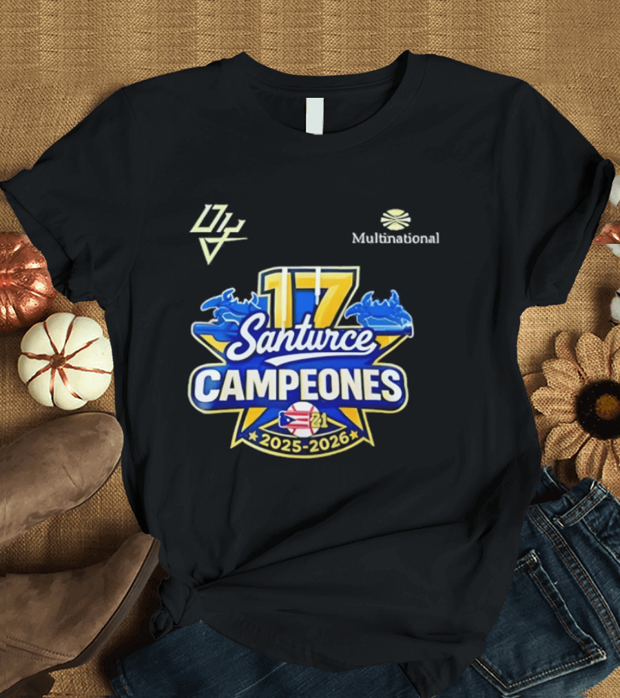 Santurce Campeones 2023 2026 LBPRC 17 Multinational T-Shirt