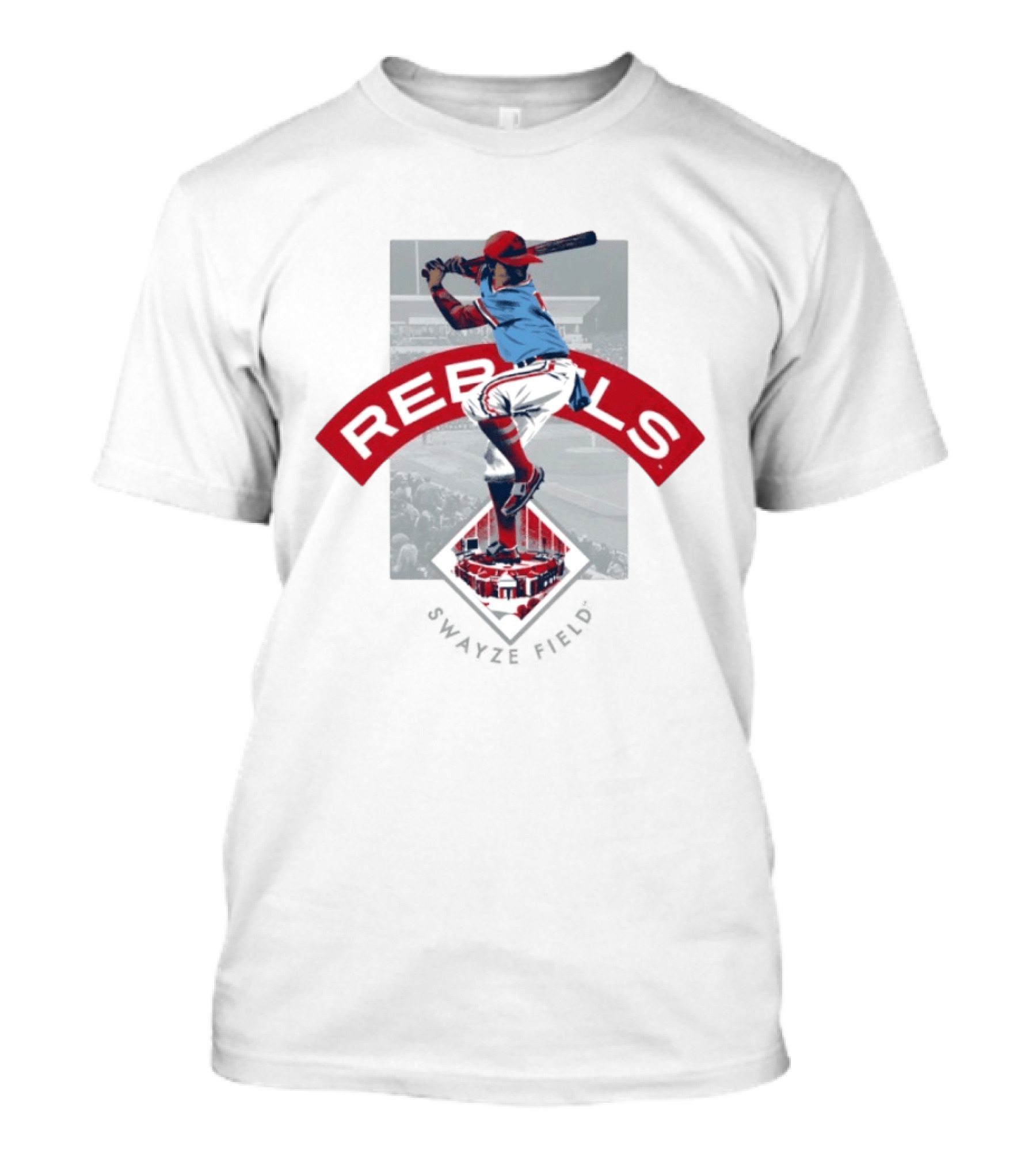Ole Miss Baseball Hardball Heritage Rebels Iconic Swing Stadium Scene T-Shirt