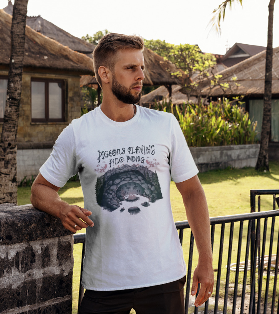 Pigeons Playing Ping Pong X Nature Backs 2026 Psychedelic Forest Double Exposure T-Shirt
