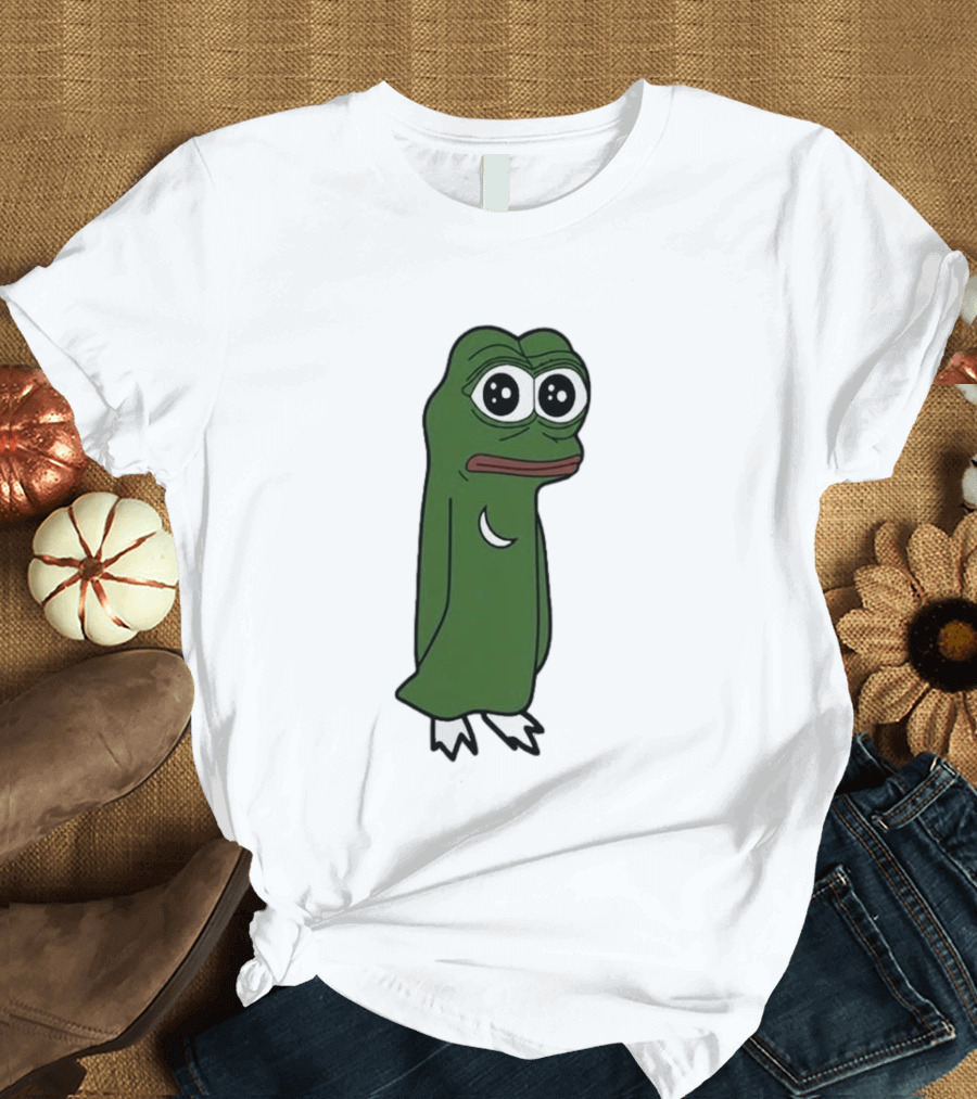 Smolting Pepe Meme Character Crescent Moon Reflection T-Shirt
