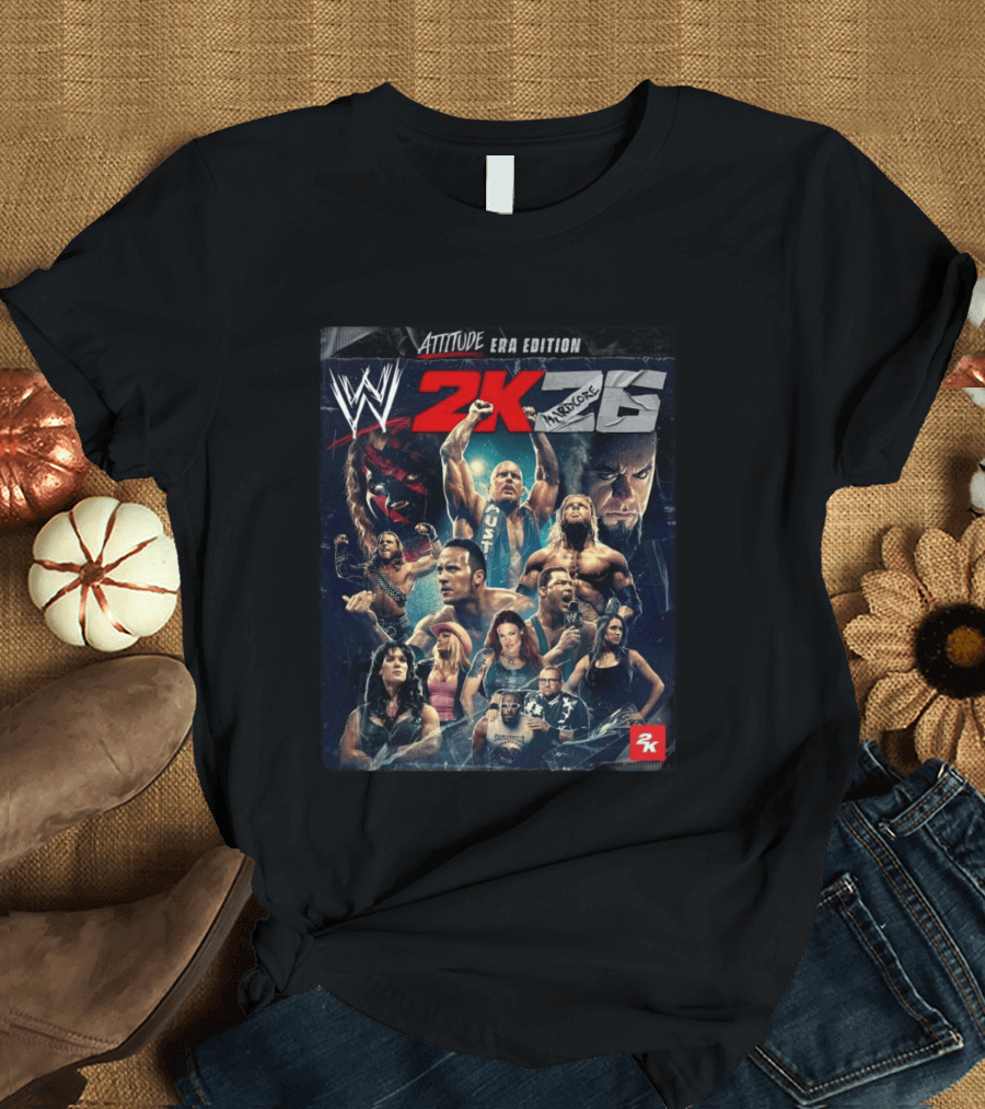 WWE 2K26 Attitude Era Edition Featuring Iconic Legends T-Shirt