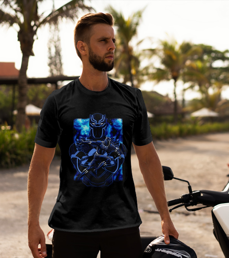 Black Panther Superhero King Panther Shadow Vibrant Cosmic T-Shirt