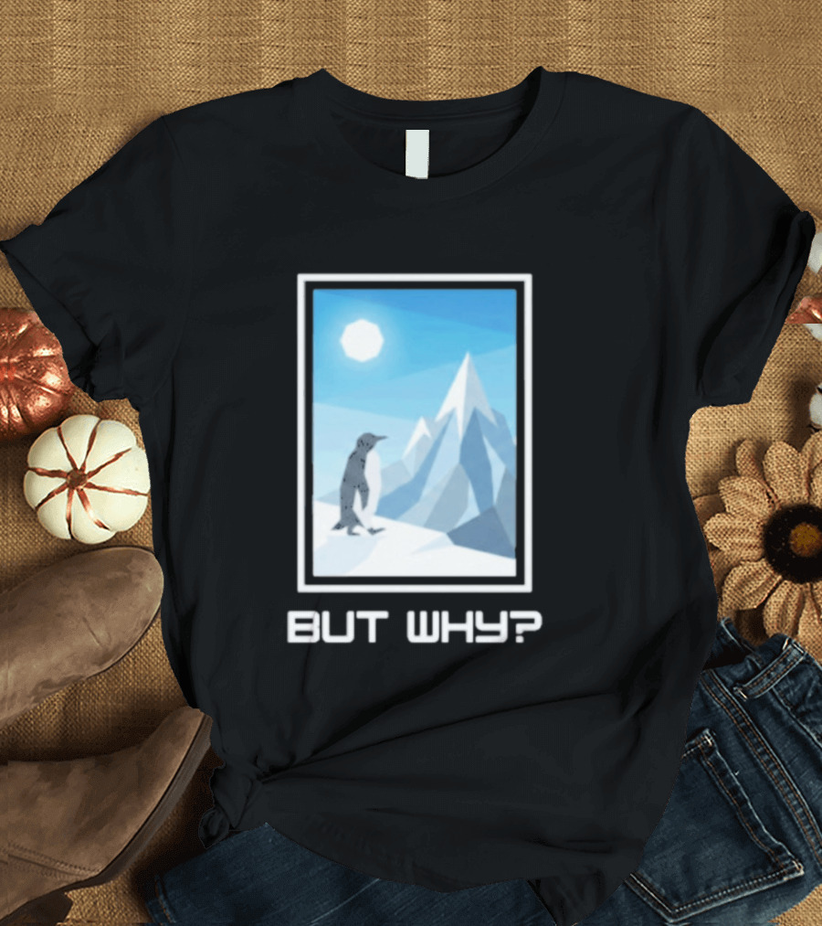 But Why Penguin Northward Bound Minimalist Arctic Framed T-Shirt