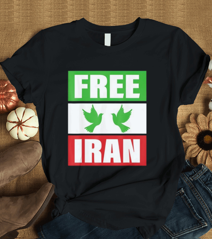 Free Iran Green White Red Peace Doves Freedom T-Shirt