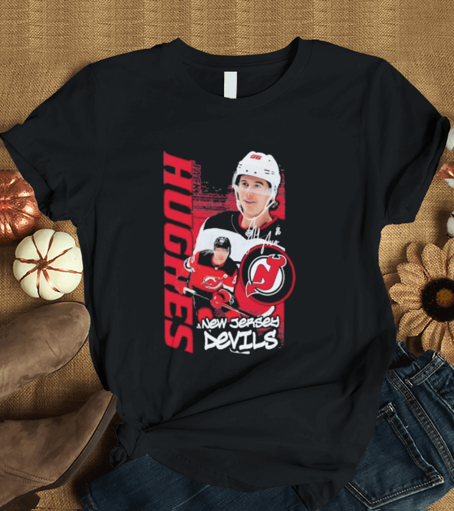 New Jersey Devils Jack Hughes Playmaker Hockey Legend T-Shirt