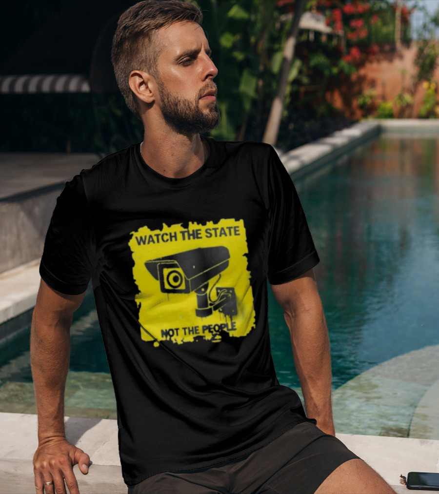 THE STATE NOT THE PEOPLE Yellow Surveillance Camera T-Shirt