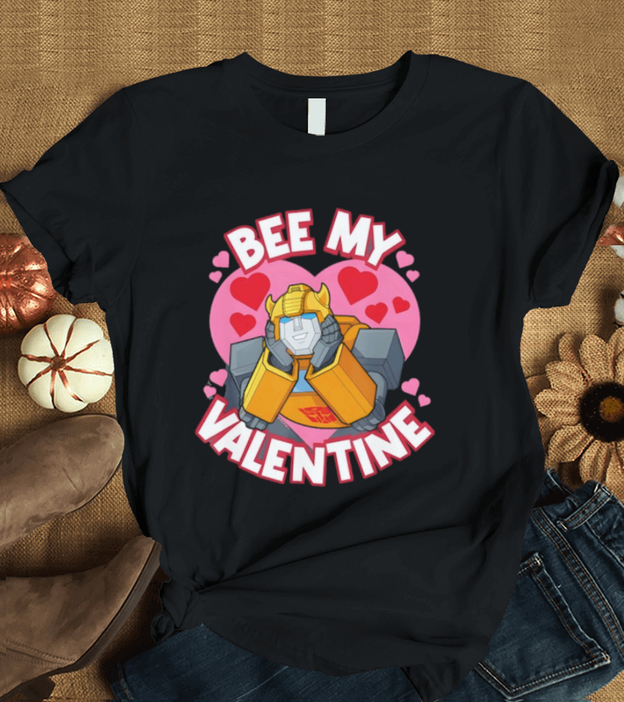 BEE MY VALENTINE Transformers Bumblebee Valentine's Day Hearts T-Shirt