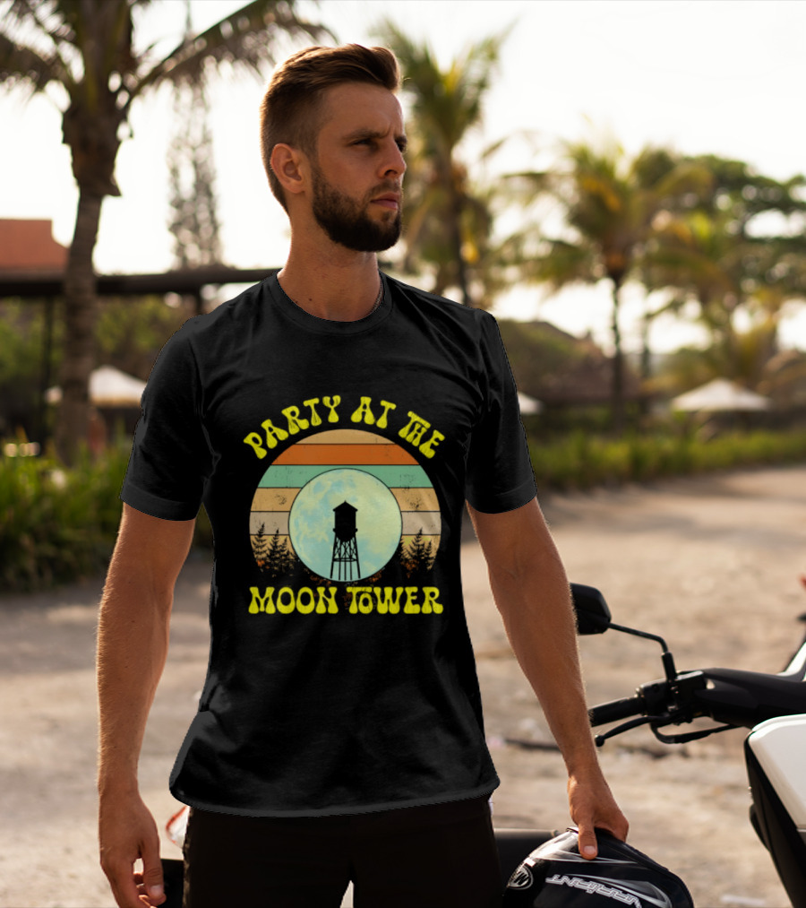 Party At The Moontower Retro Sunset Landscape Moon T-Shirt