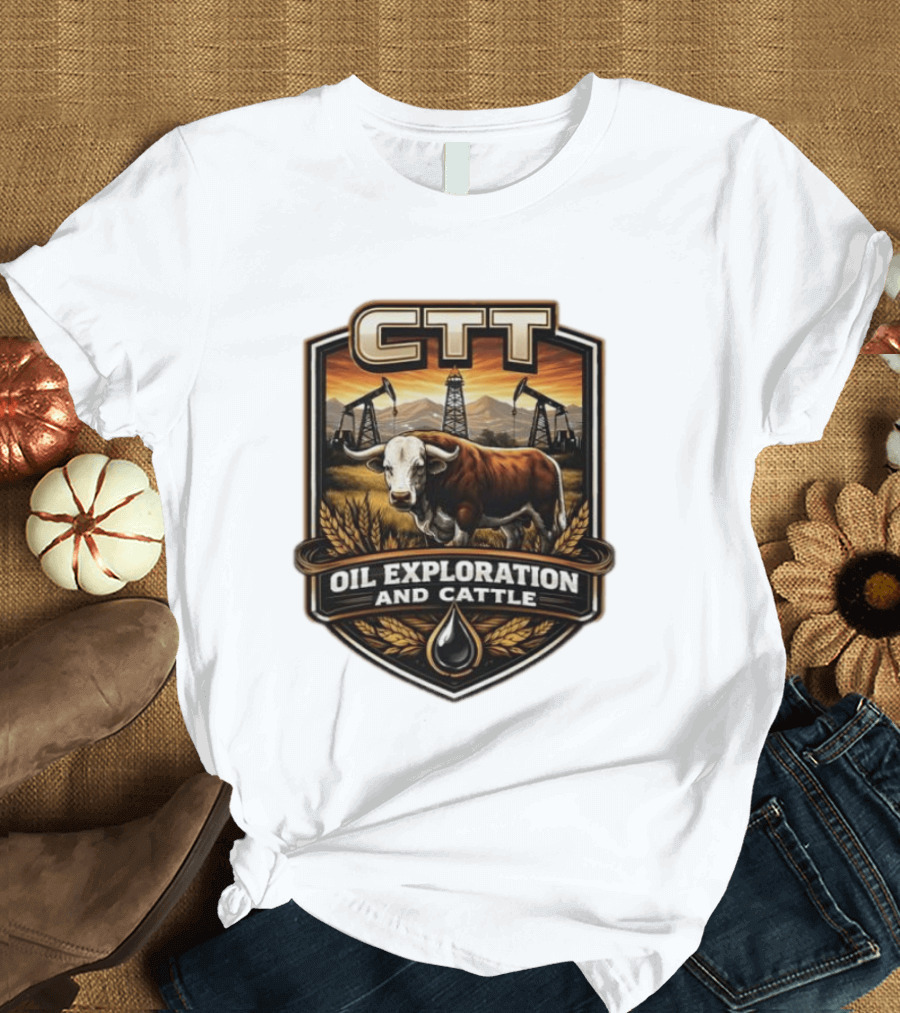 CTT Oil Exploration And Cattle Pumpjack Bull T-Shirt