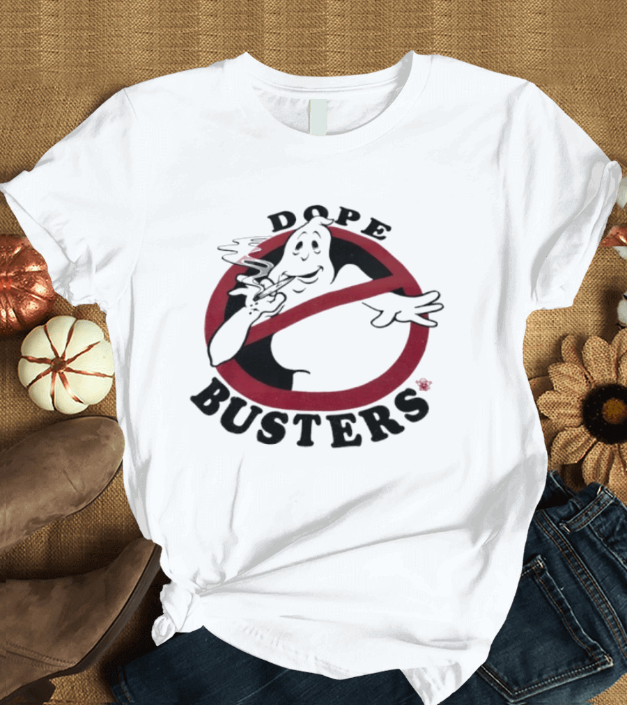 Ghostbusters Dope Busters Smoking Ghost Red Circle T-Shirt