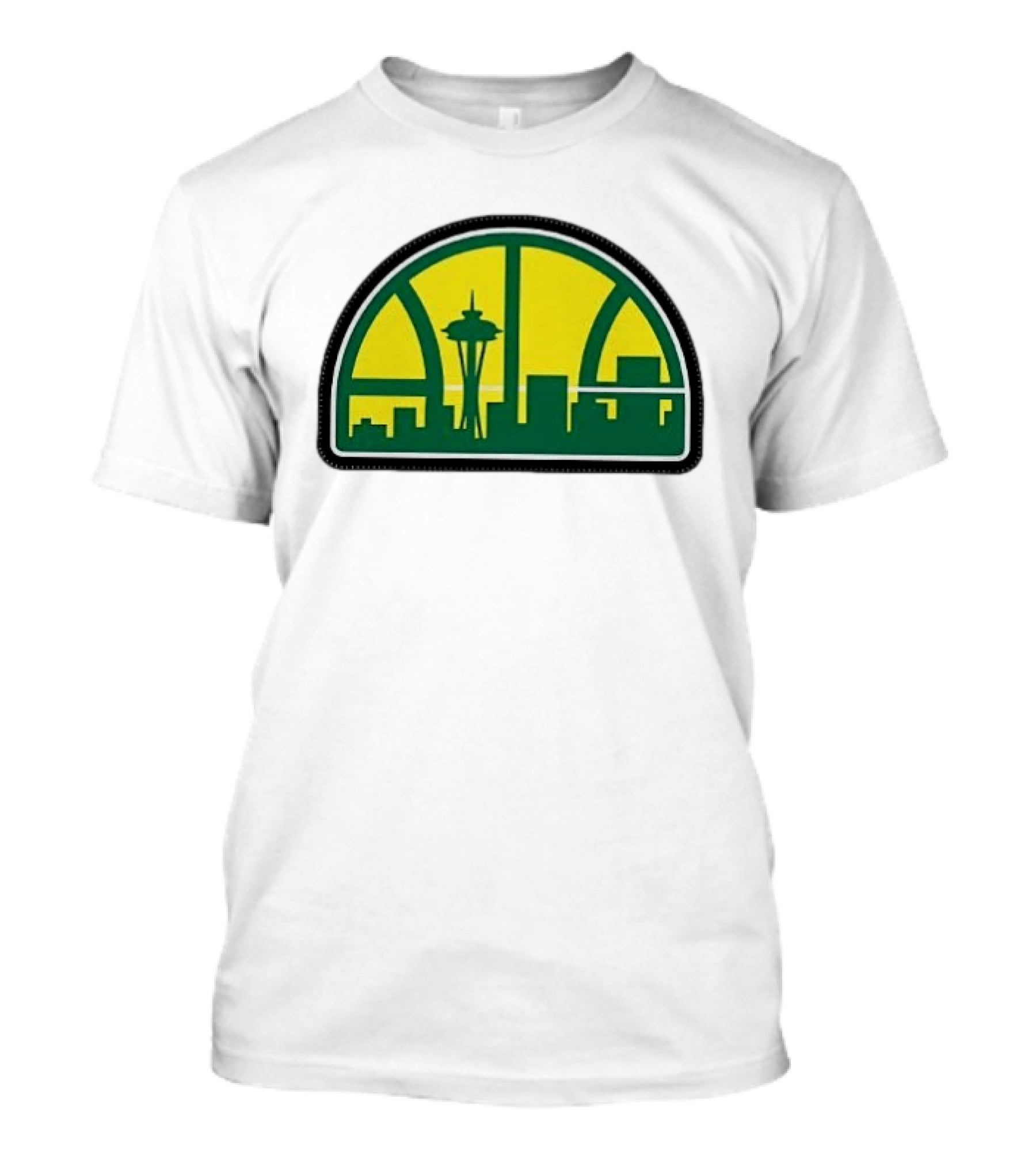 NBA Seattle Skyline Space Needle Hardwood Basketball T-Shirt