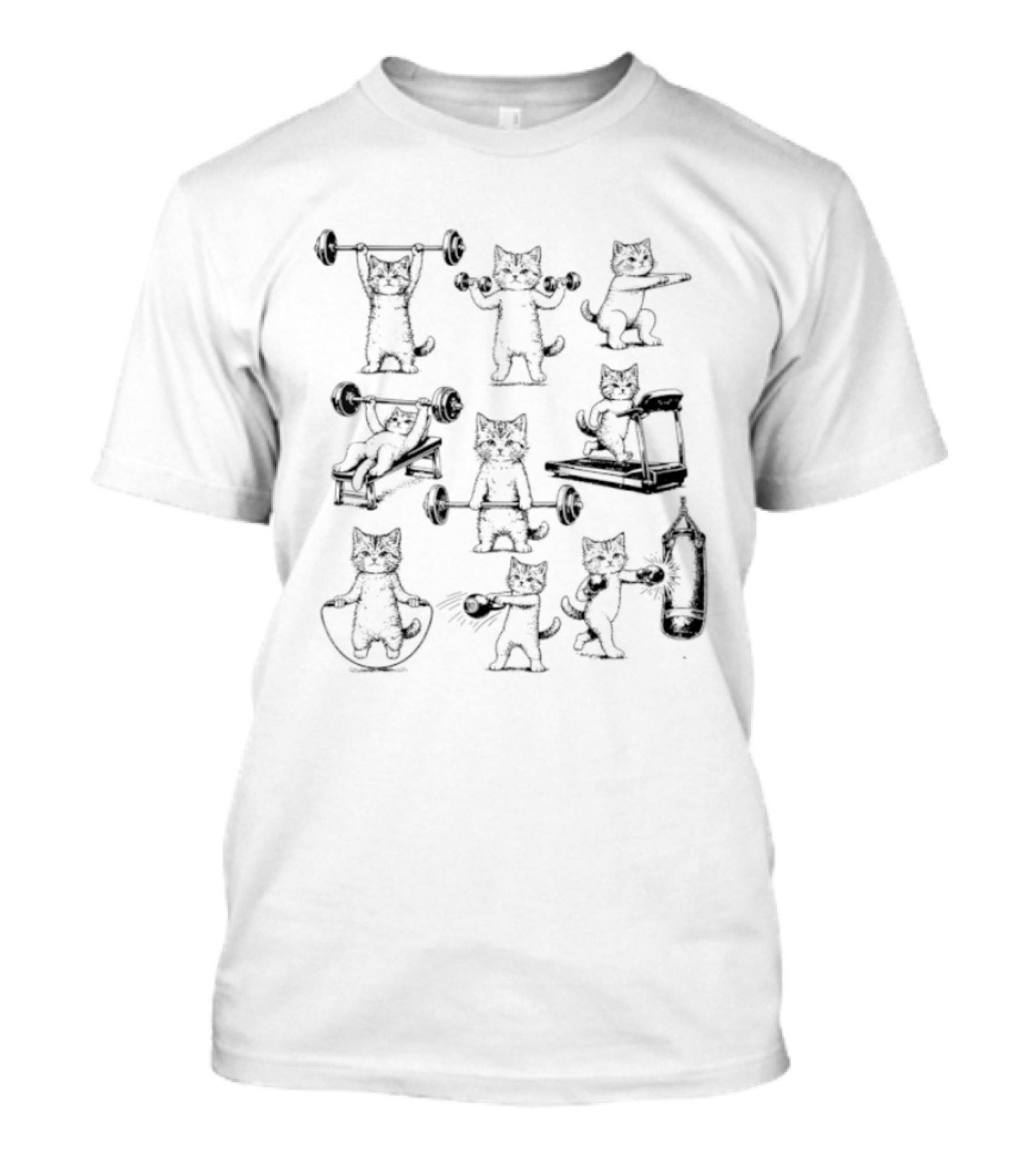 Weight Lifting Gym Cat Deadlift Workout Cats With Dumbbells T-Shirt