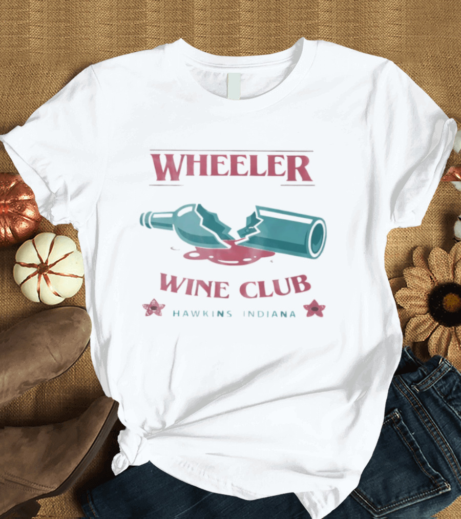 Wheeler Wine Club Hawkins Indiana Broken Bottle T-Shirt