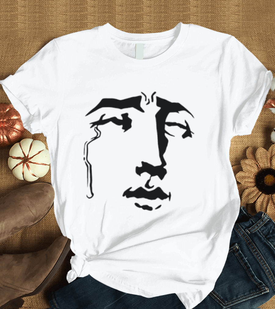 Crying Anime Meme Face Expression Black Line T-Shirt