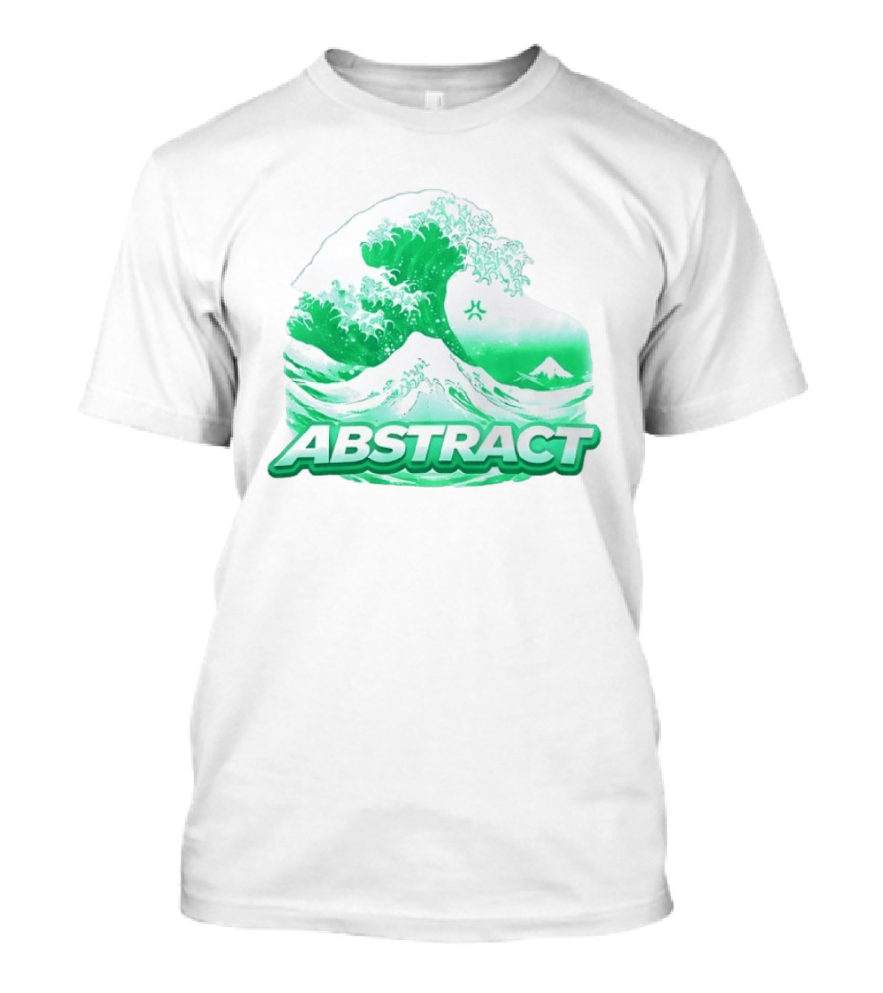 Abstract Green Wave Japanese Art Style Ocean Scene T-Shirt