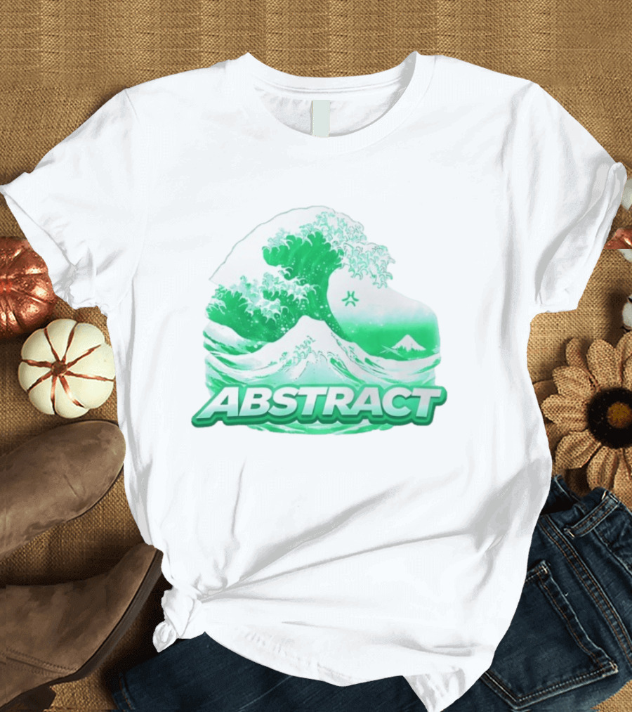 Abstract Green Wave Japanese Art Style Ocean Scene T-Shirt