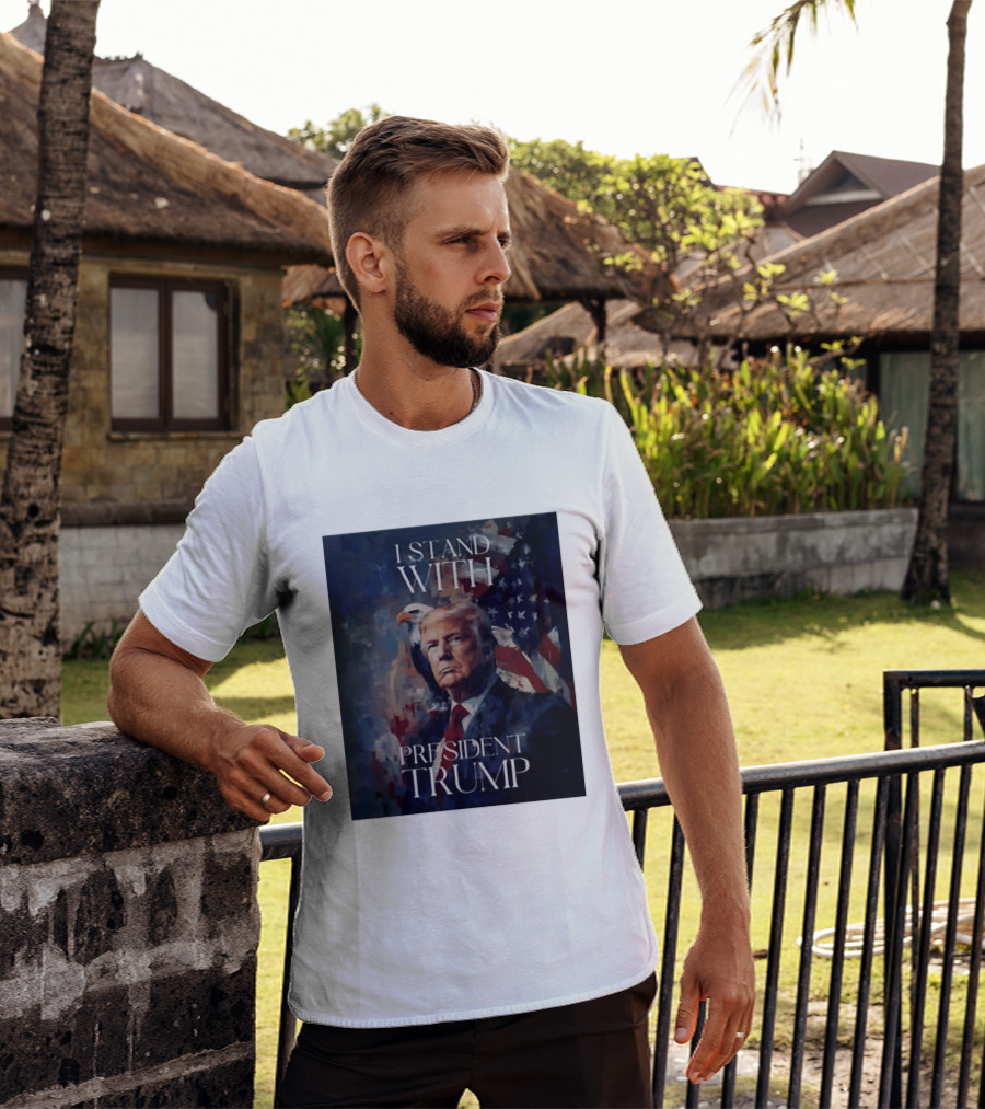 I Stand With President Trump American Flag Bald Eagle T-Shirt