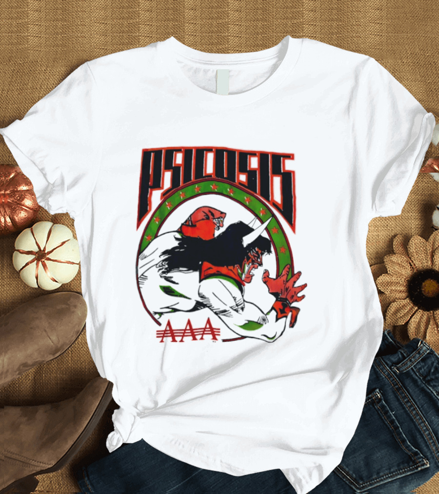Psicosis AAA Wrestling Promotion Luchador Mask Art Comic T-Shirt