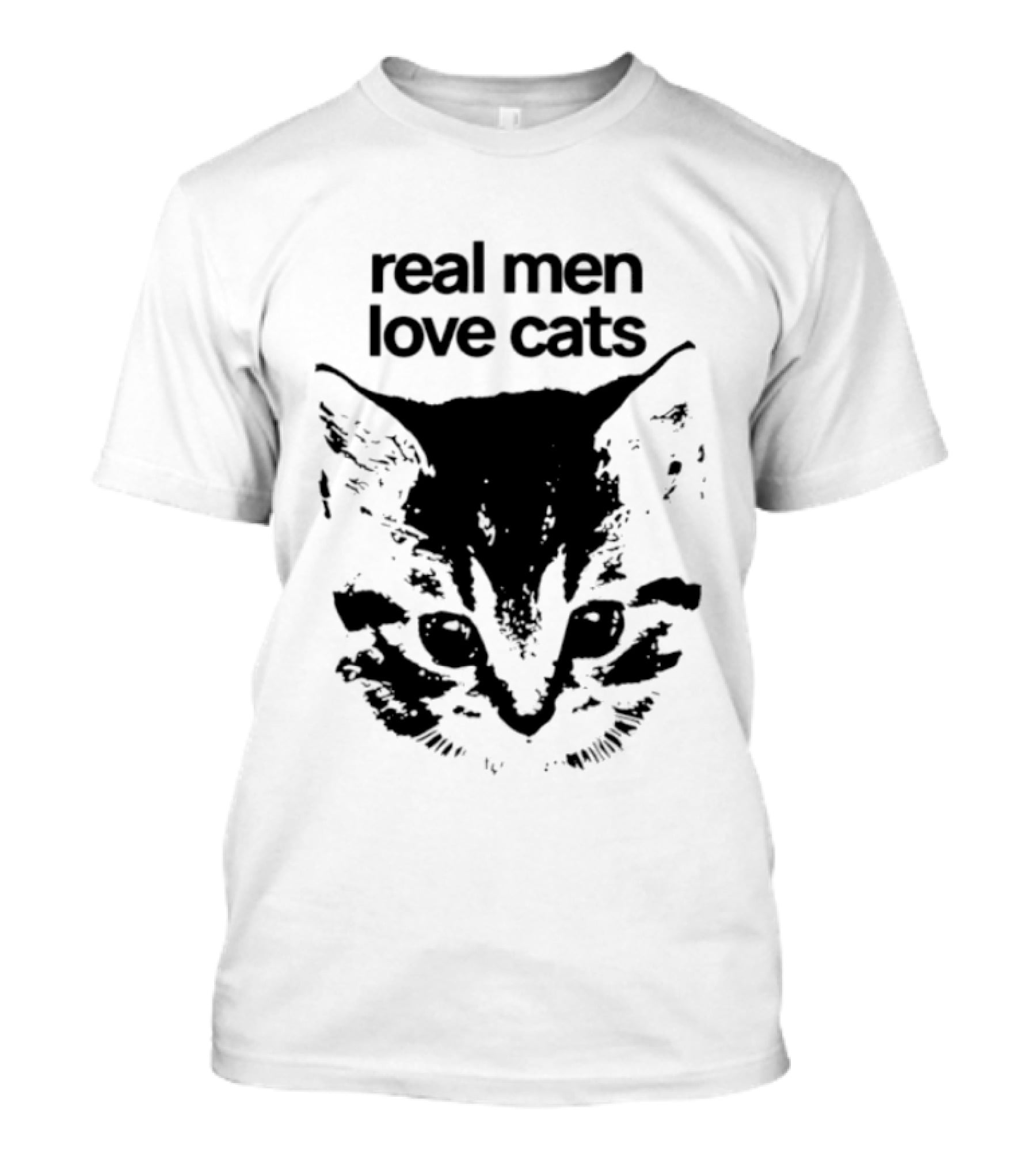 Real Men Love Cats Feline Face T-Shirt