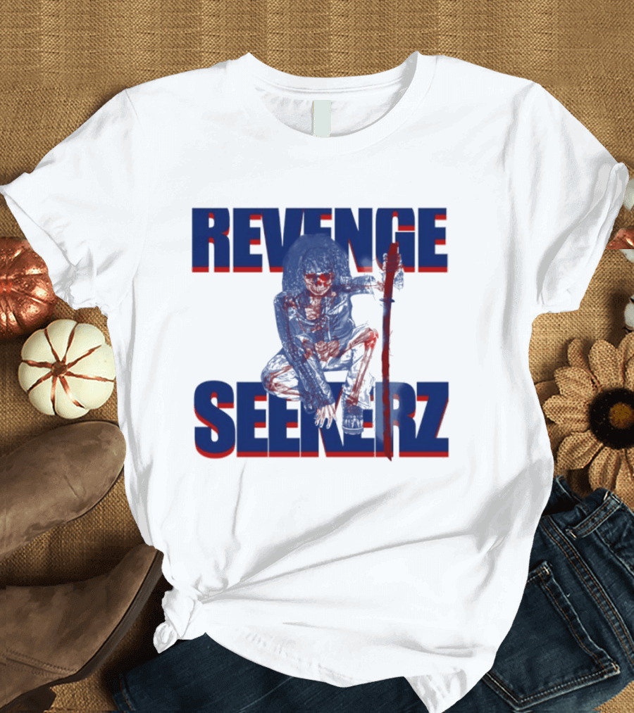 Revenge Seekerz Skeleton Horror Creepy Skeleton Warrior T-Shirt