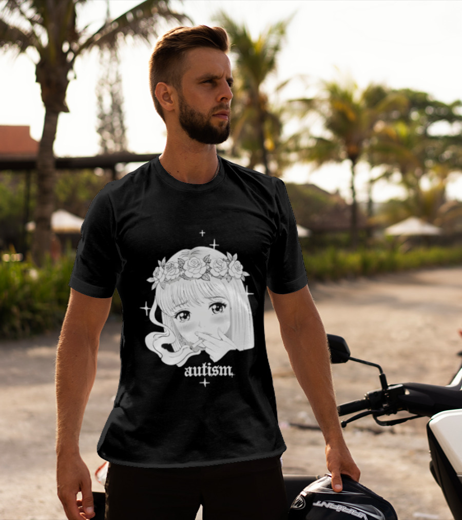Autism Anime Girl Smoking Flower Crown Aesthetic T-Shirt