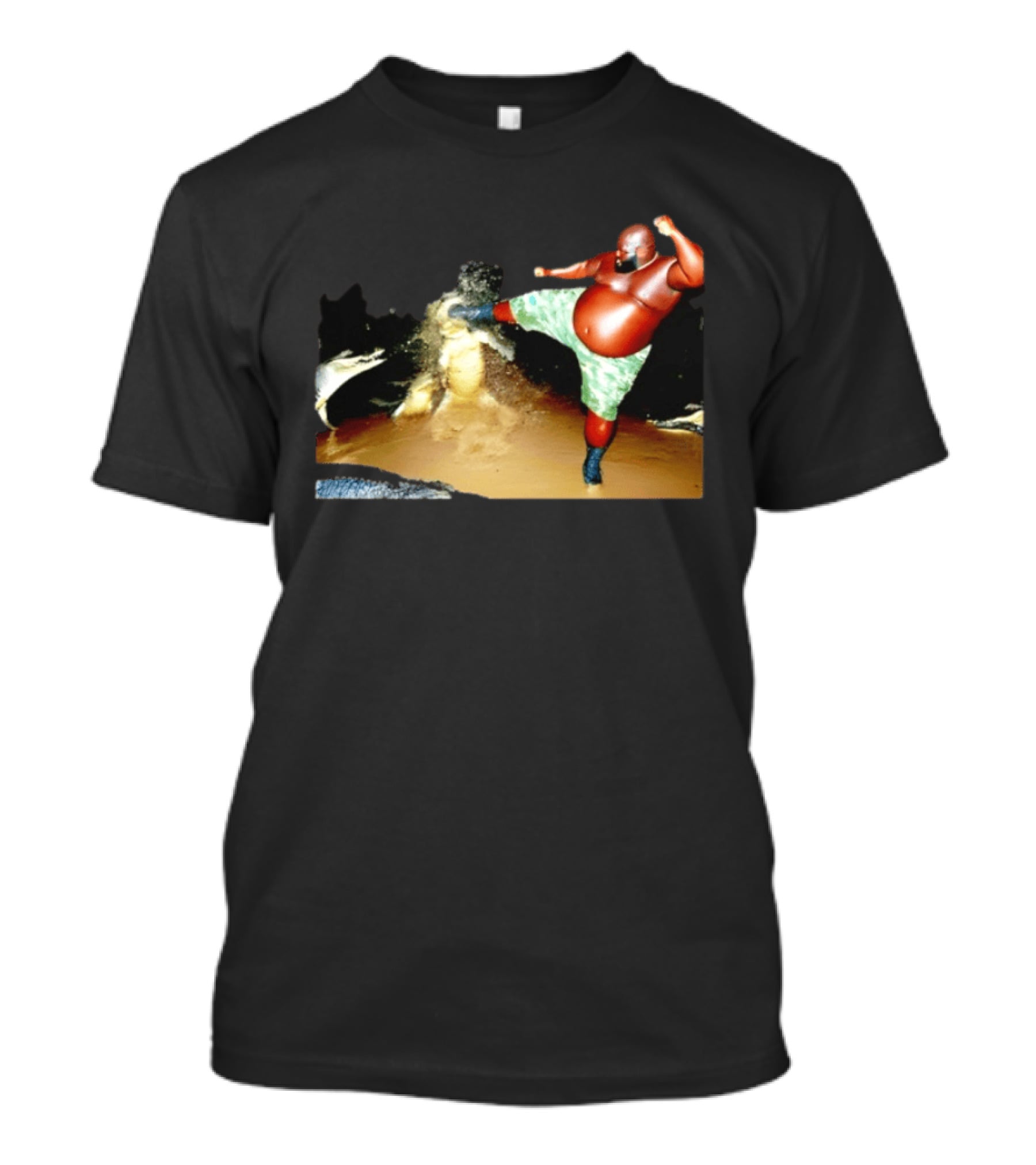 Black Guy Kicking Crocodile T-Shirt
