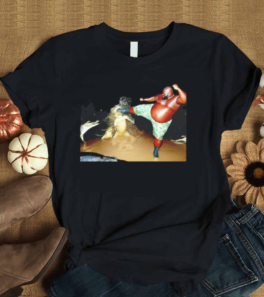 Black Guy Kicking Crocodile T-Shirt