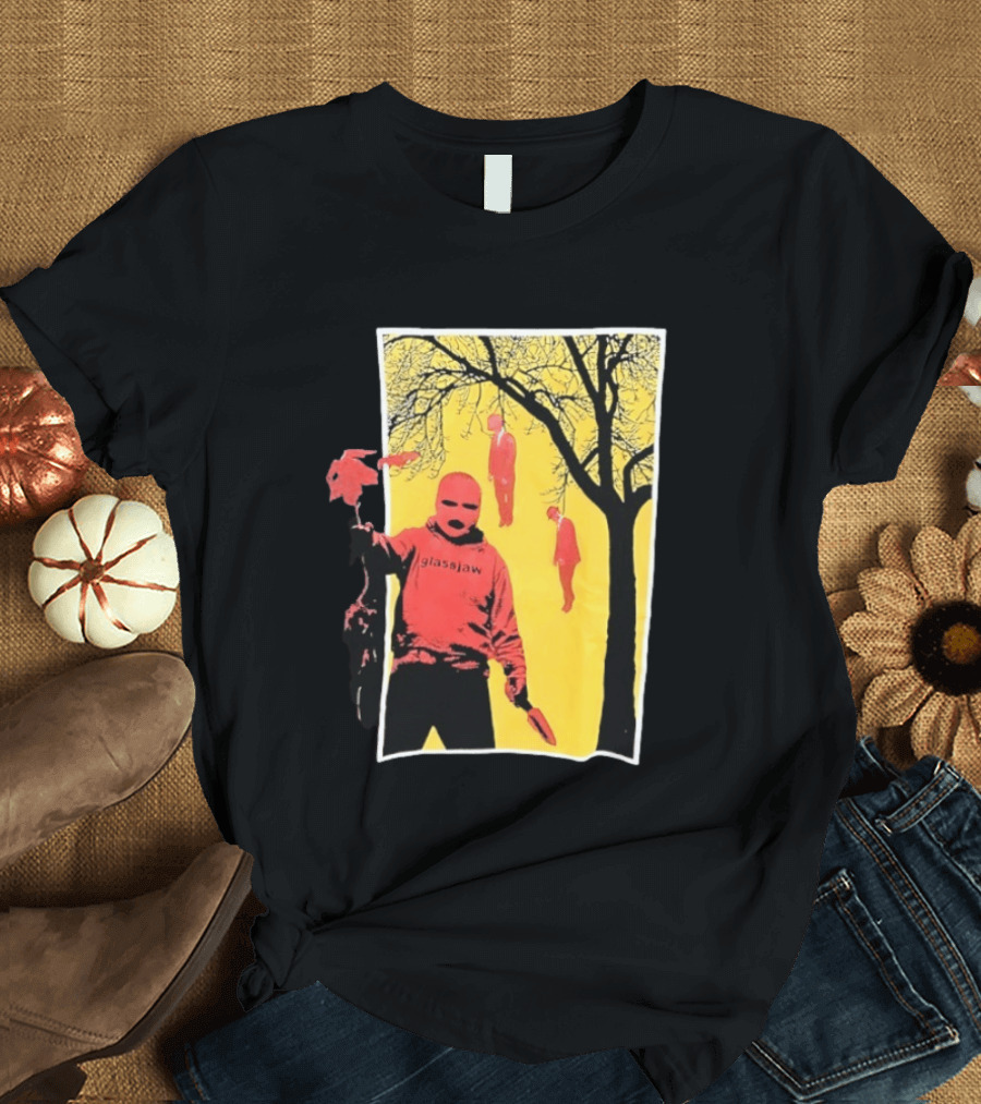 Glassjaw Save Plant A Tree Red Masked Figure With Hanging Figures And Tree T-Shirt