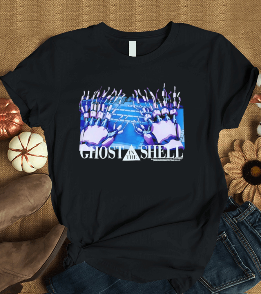 Holographic Robotic Hands Ghost In The Shell 1999 Cyber Tech T-Shirt