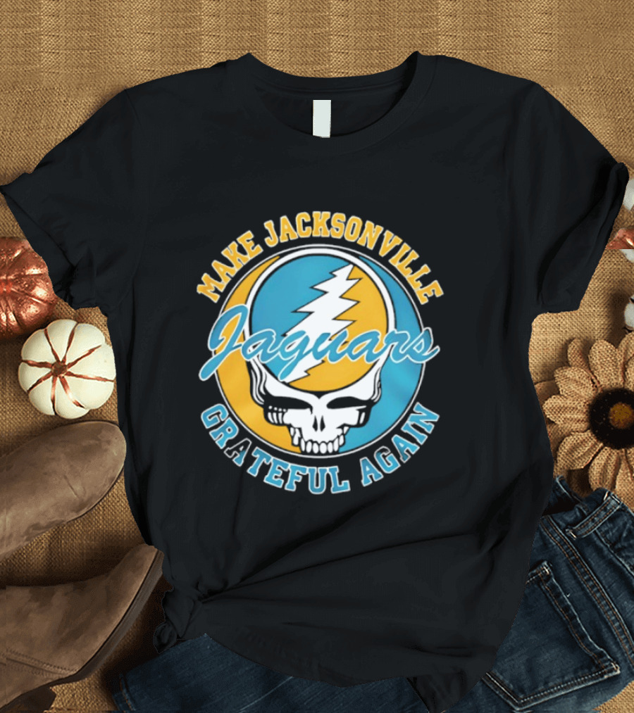 Jacksonville Jaguars Make Jacksonville Grateful Again Skulls And Lightning T-Shirt