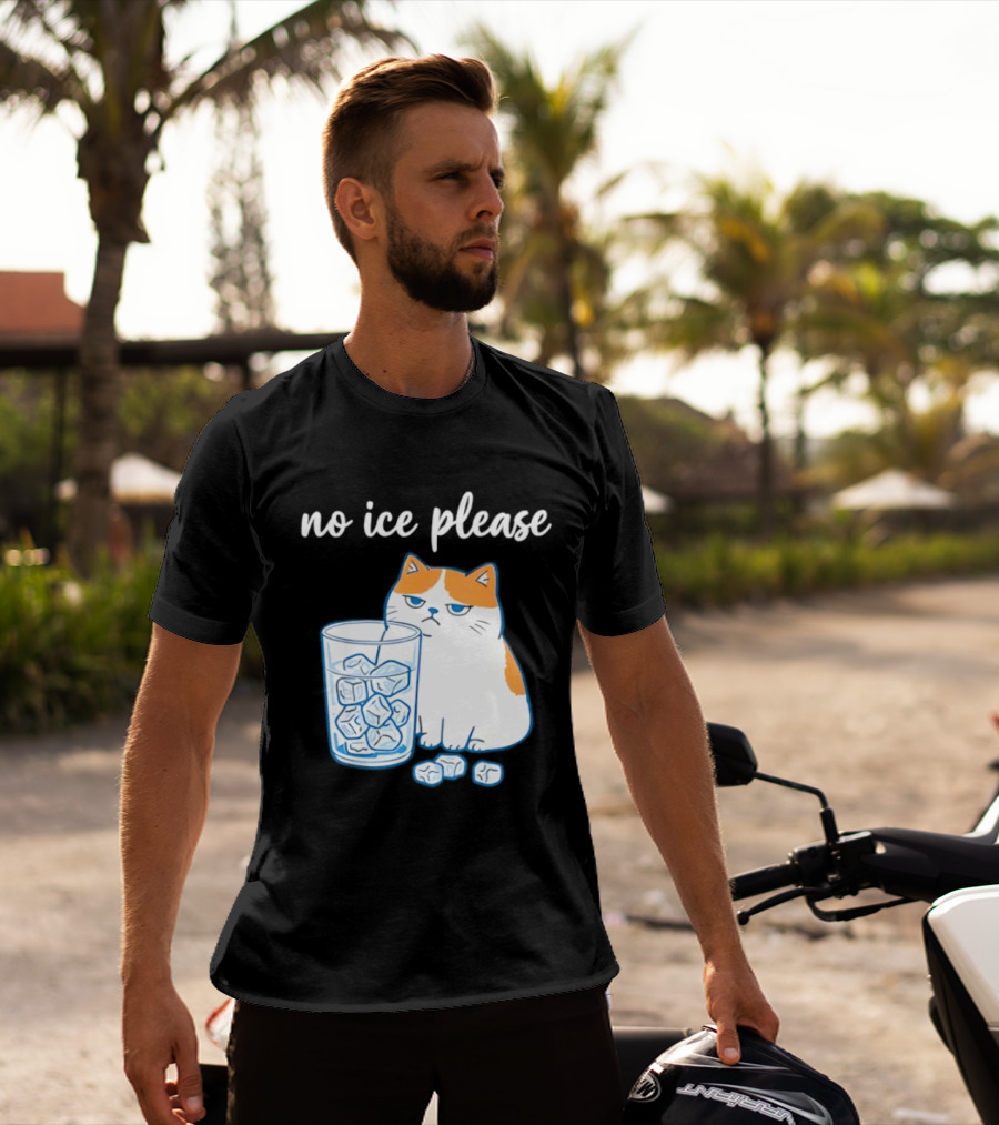 No Ice Please Cat Meme Cartoon Humor Ice Cube T-Shirt