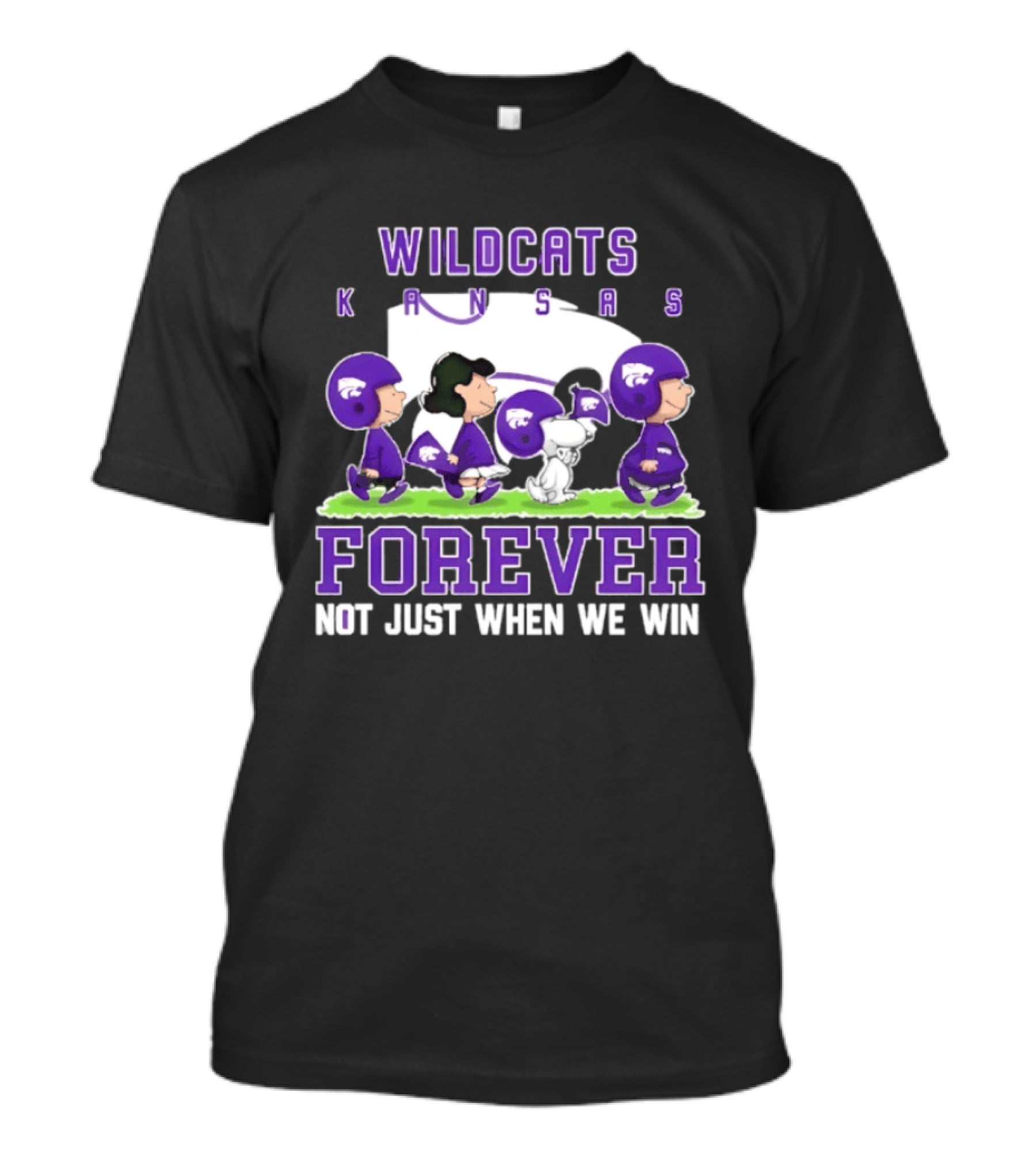 Kansas State Wildcats Peanuts Forever Not Just When We Win Charlie Brown Snoopy Linus Fan Gear T-Shirt