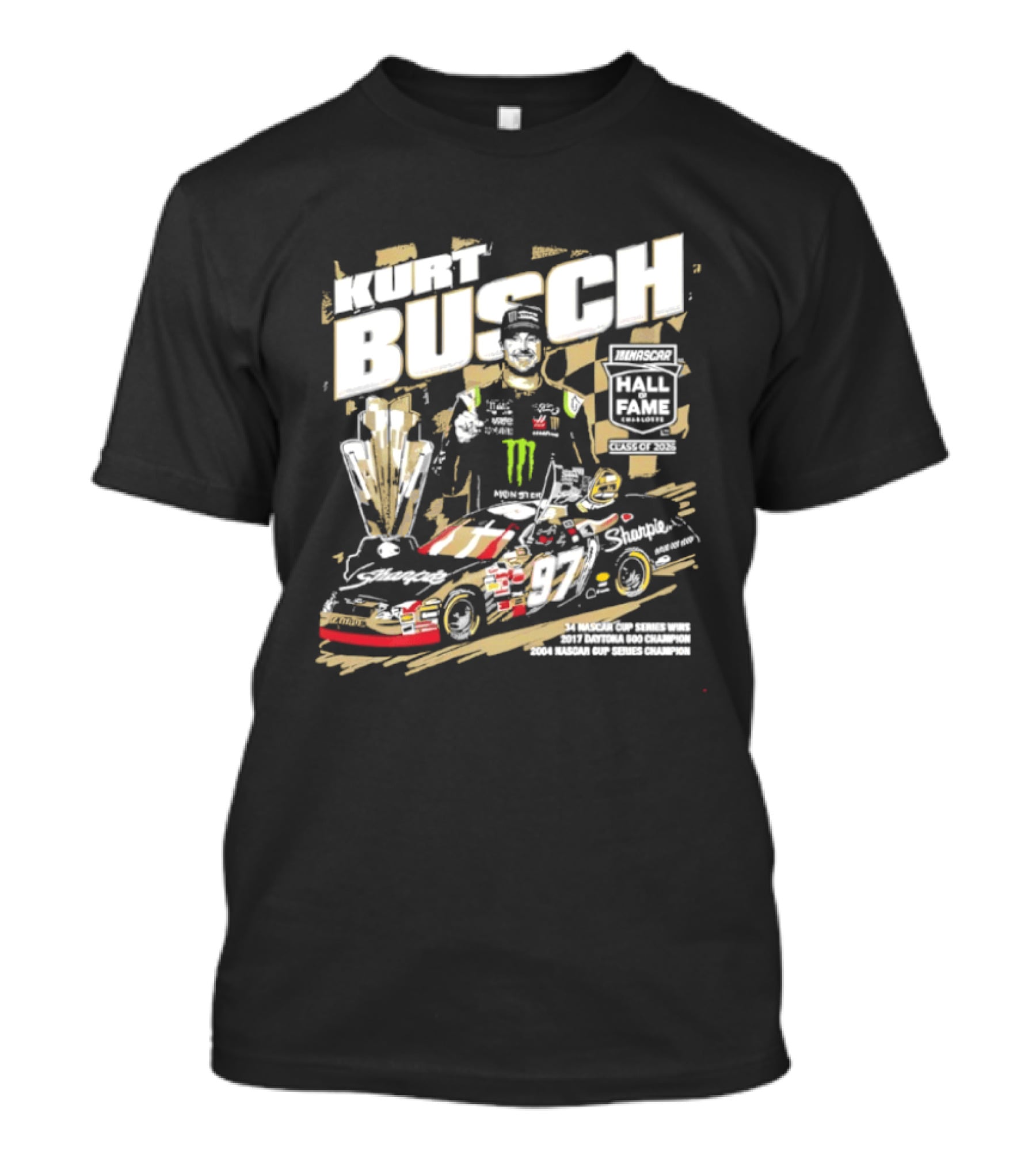 Kurt Busch 2026 NASCAR Hall Of Fame Champion Trophy Racing Legend NASCAR Cup Series T-Shirt