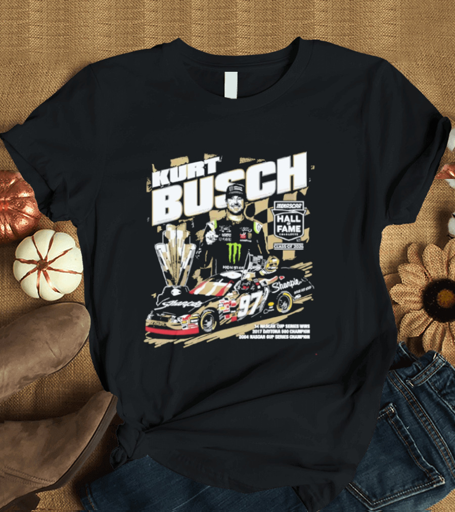 Kurt Busch 2026 NASCAR Hall Of Fame Champion Trophy Racing Legend NASCAR Cup Series T-Shirt