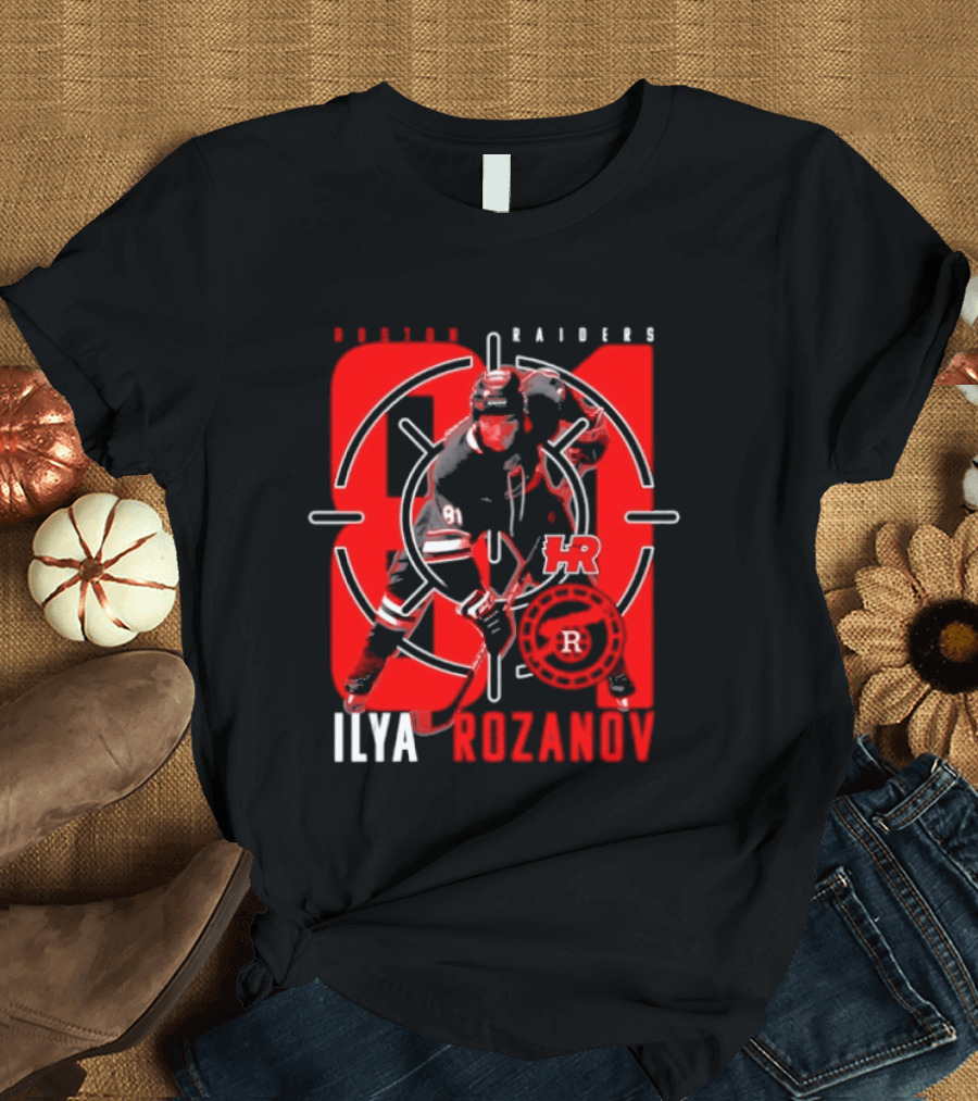 Boston Raiders Player Ilya Rozanov Hockey Target T-Shirt