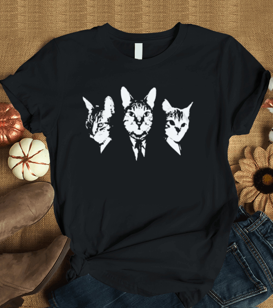 Three Cats In Suits Classic Feline Fashion T-Shirt
