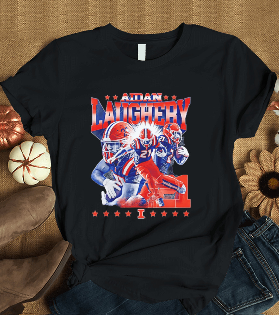Aidan Laughery Illinois Football NCAA Player 21 Collage T-Shirt